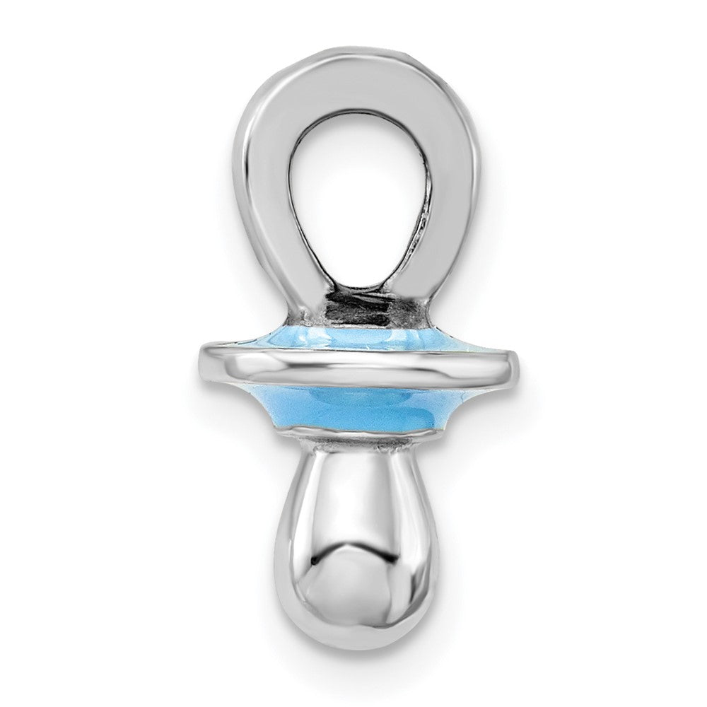 Sterling Silver Rhodium-plated 3D Blue Enameled Pacifier Pendant