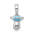 Sterling Silver Rhodium-plated 3D Blue Enameled Pacifier Pendant