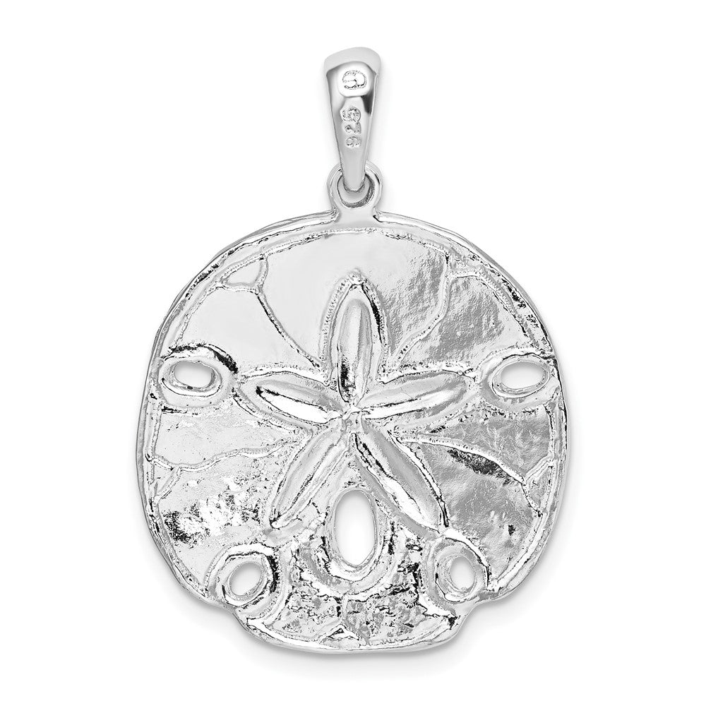 Sterling Silver Rhodium-plated Polished Enameled Sand Dollar Pendant
