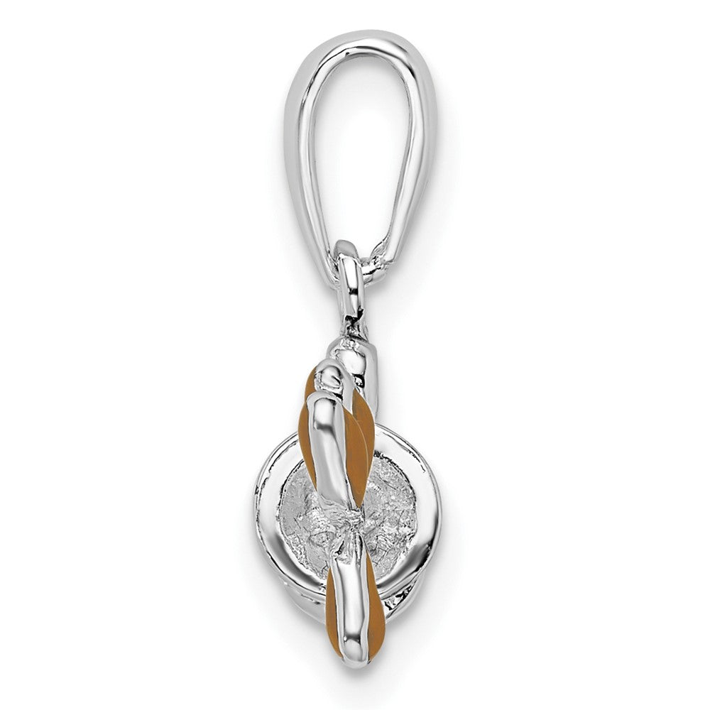 Sterling Silver Rhodium-plated Polished 3D Enameled Golf Bag Pendant