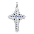 Sterling Silver Rhodium-plated Polished Enameled Filigree Cross Pendant