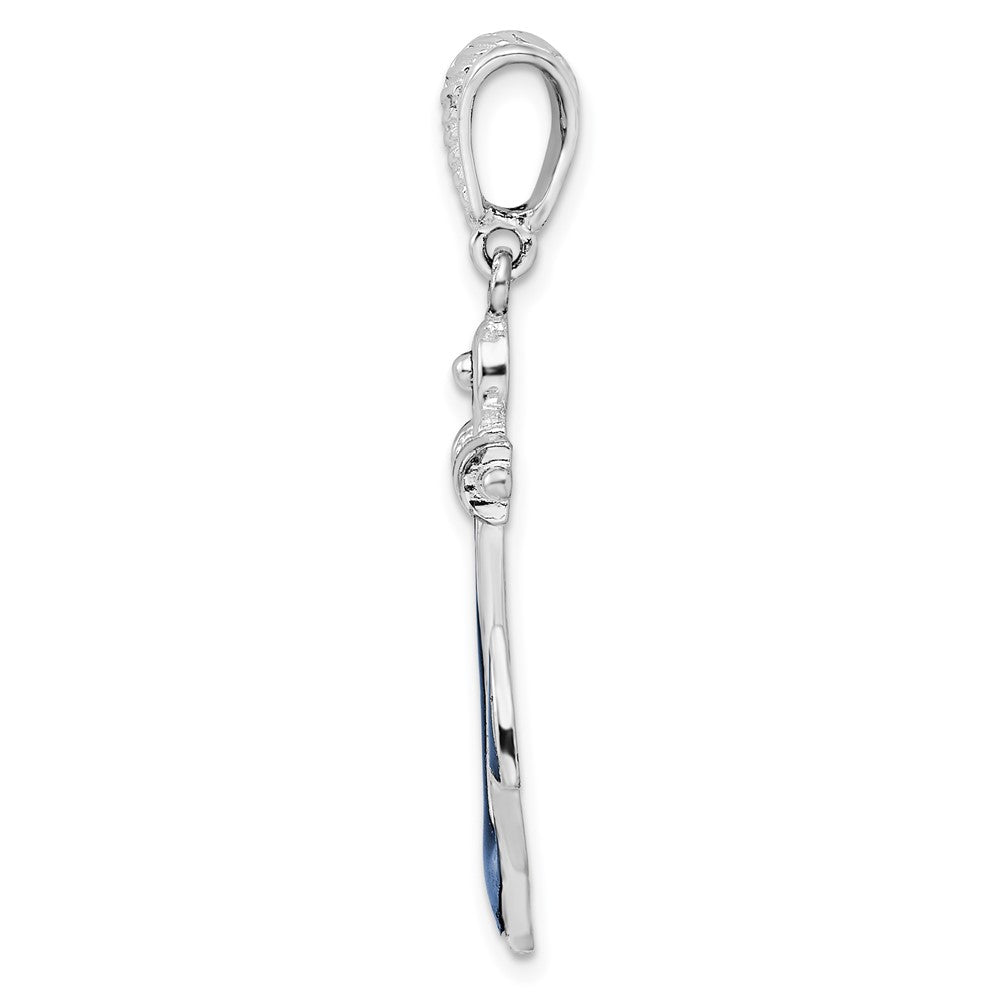 Sterling Silver Rhodium-plated Polished Enameled Anchor Pendant