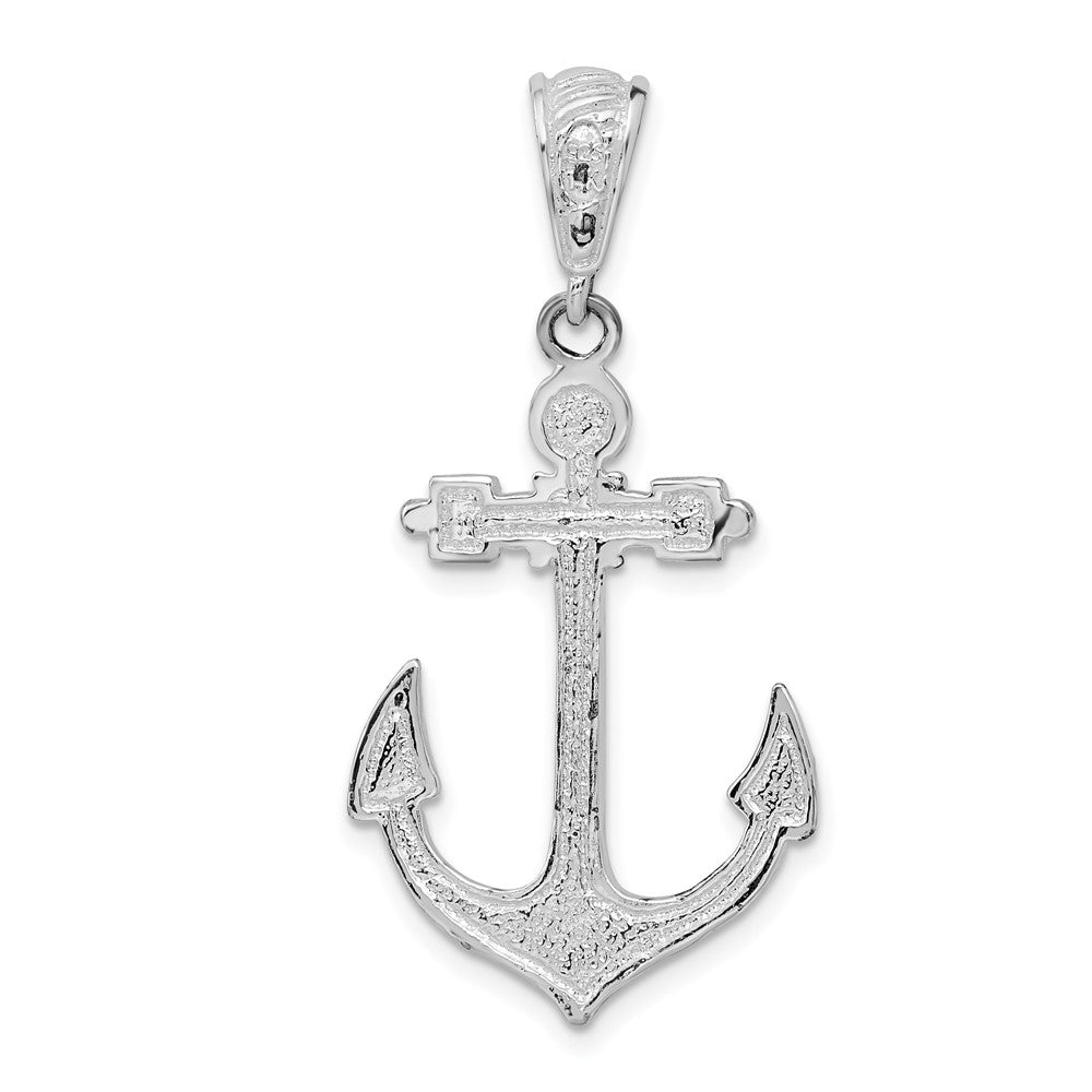 Sterling Silver Rhodium-plated Polished Enameled Anchor Pendant
