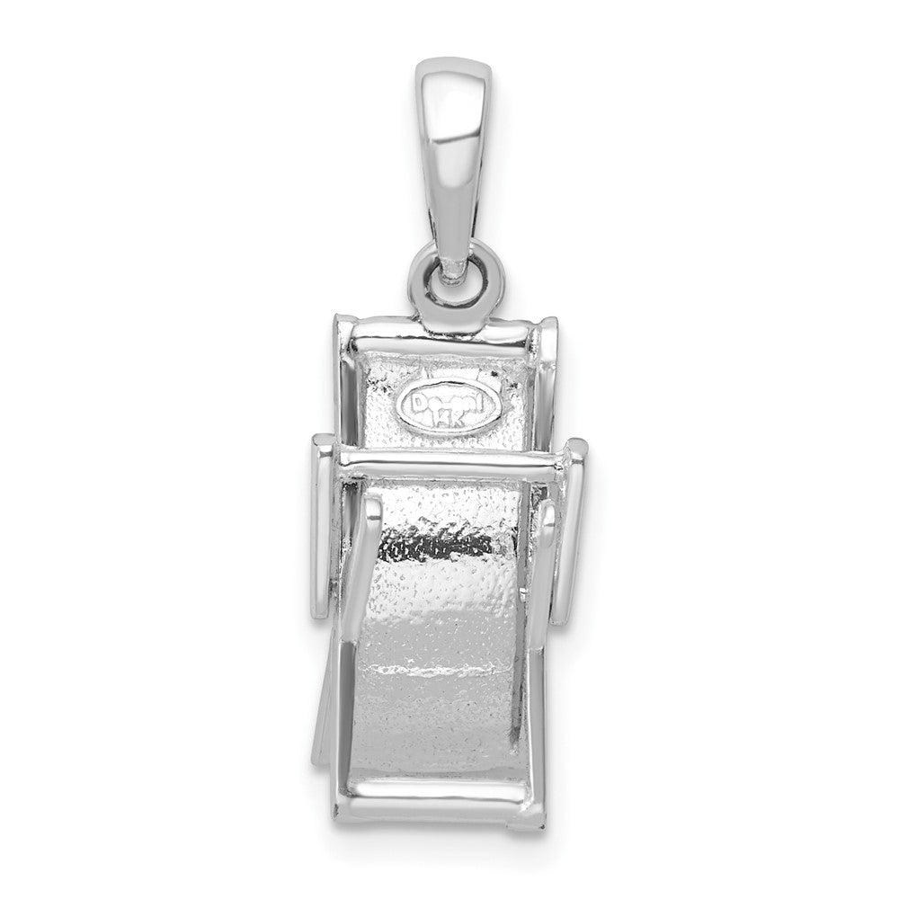 Sterling Silver Rhodium-plated 3D Moveable Enamel Beach Chair Pendant