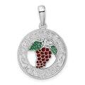 Sterling Silver Rhodium-plated Enamel Traverse CityMi w/Grapes Pendant
