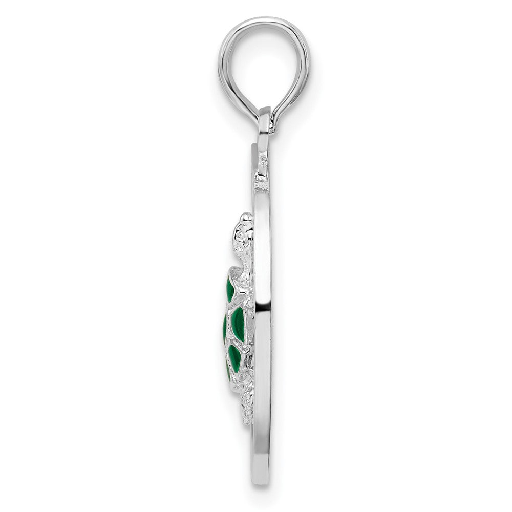 Sterling Silver Rhodium-plated Enameled Turks Caicos w/Turtle Pendant