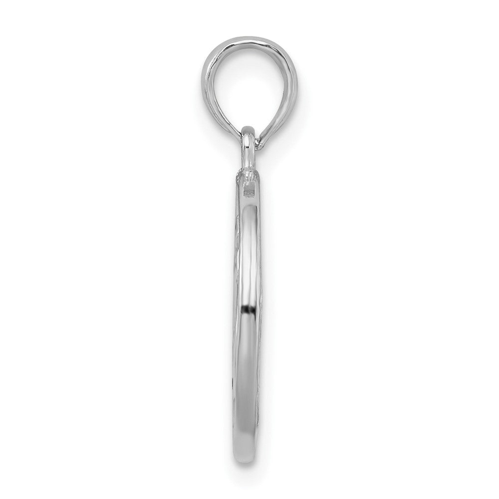 Sterling Silver Rhodium-plated Reversible Enameled Ohm/Lotus Pendant