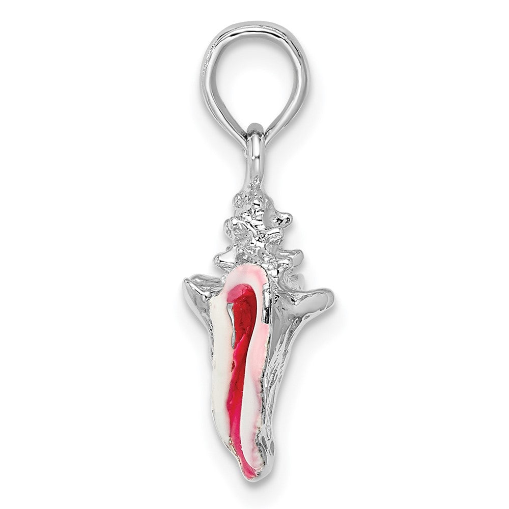 Sterling Silver Rhodium-plated Enameled Small Conch Shell Pendant