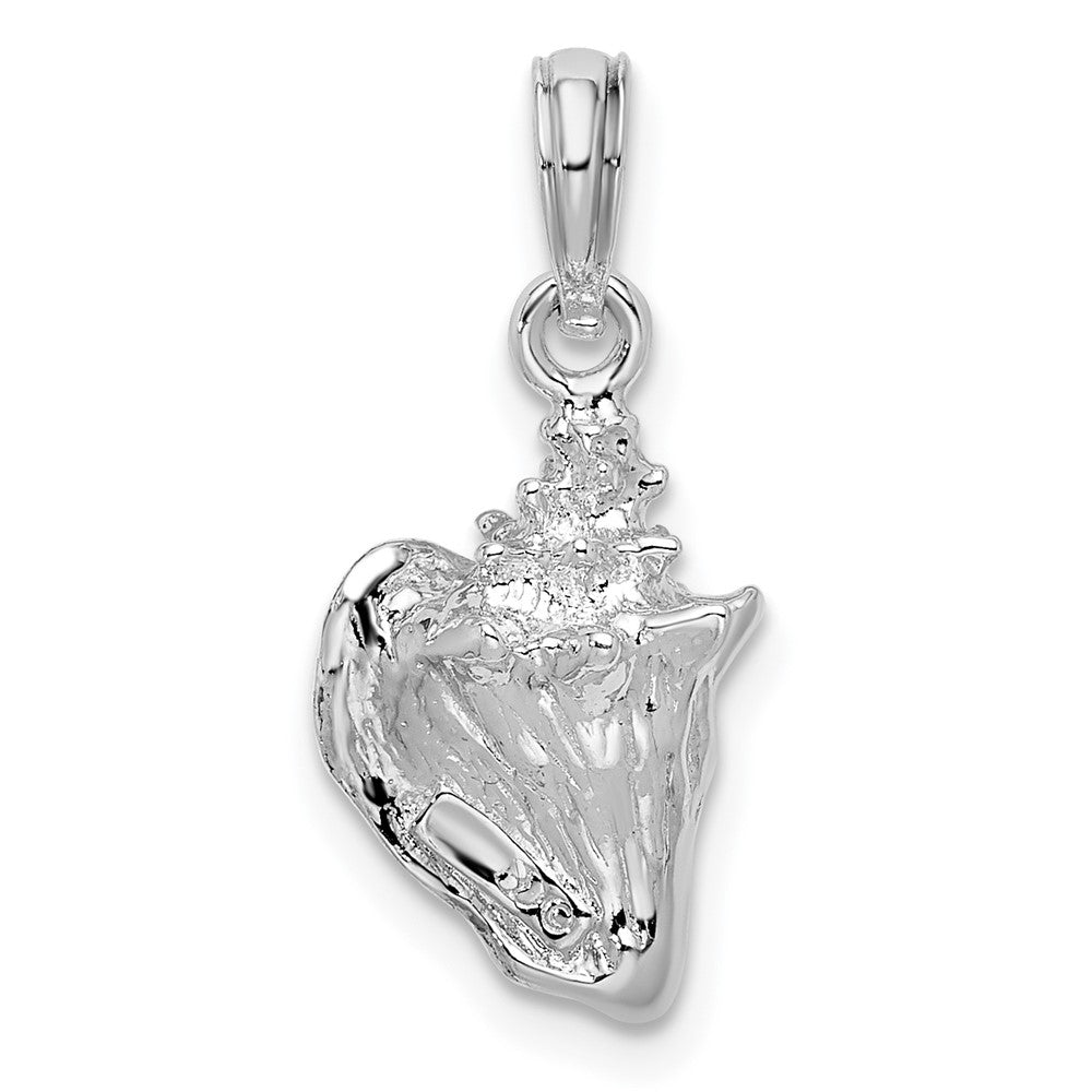 Sterling Silver Rhodium-plated Enameled Small Conch Shell Pendant