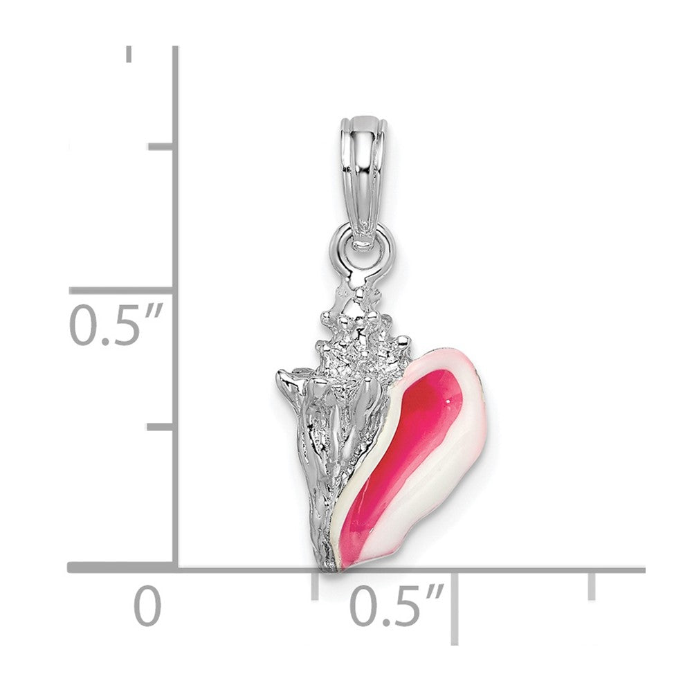 Sterling Silver Rhodium-plated Enameled Small Conch Shell Pendant