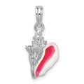 Sterling Silver Rhodium-plated Enameled Small Conch Shell Pendant