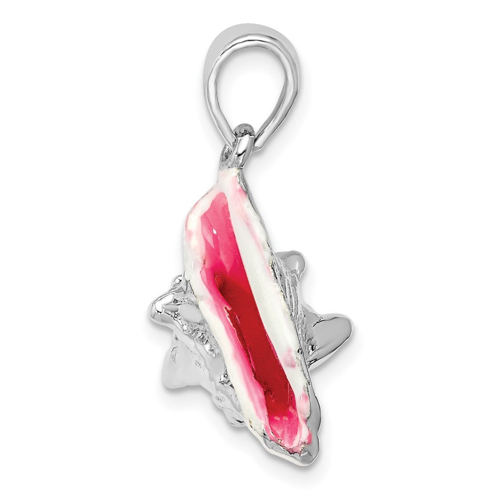 Sterling Silver Rhodium-plated Enameled Medium Conch Shell Pendant