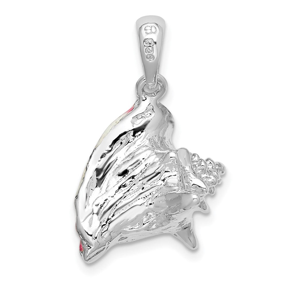 Sterling Silver Rhodium-plated Enameled Medium Conch Shell Pendant