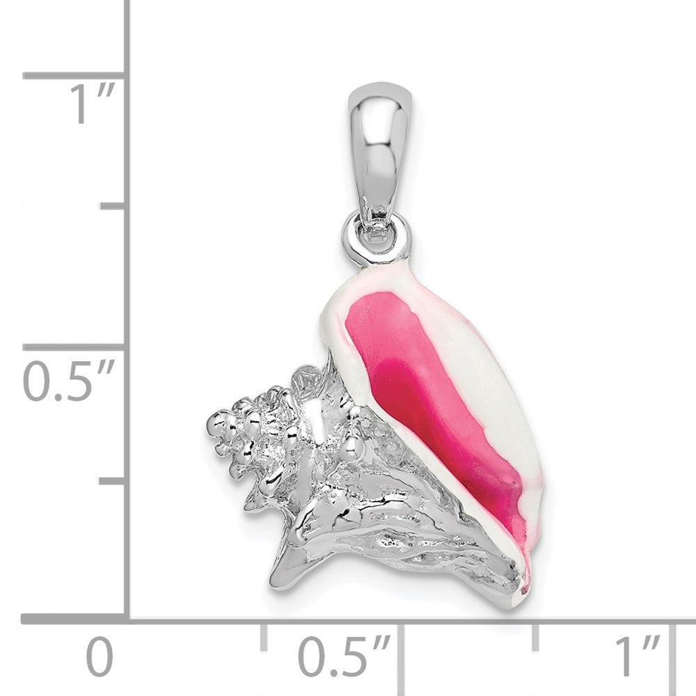 Sterling Silver Rhodium-plated Enameled Medium Conch Shell Pendant