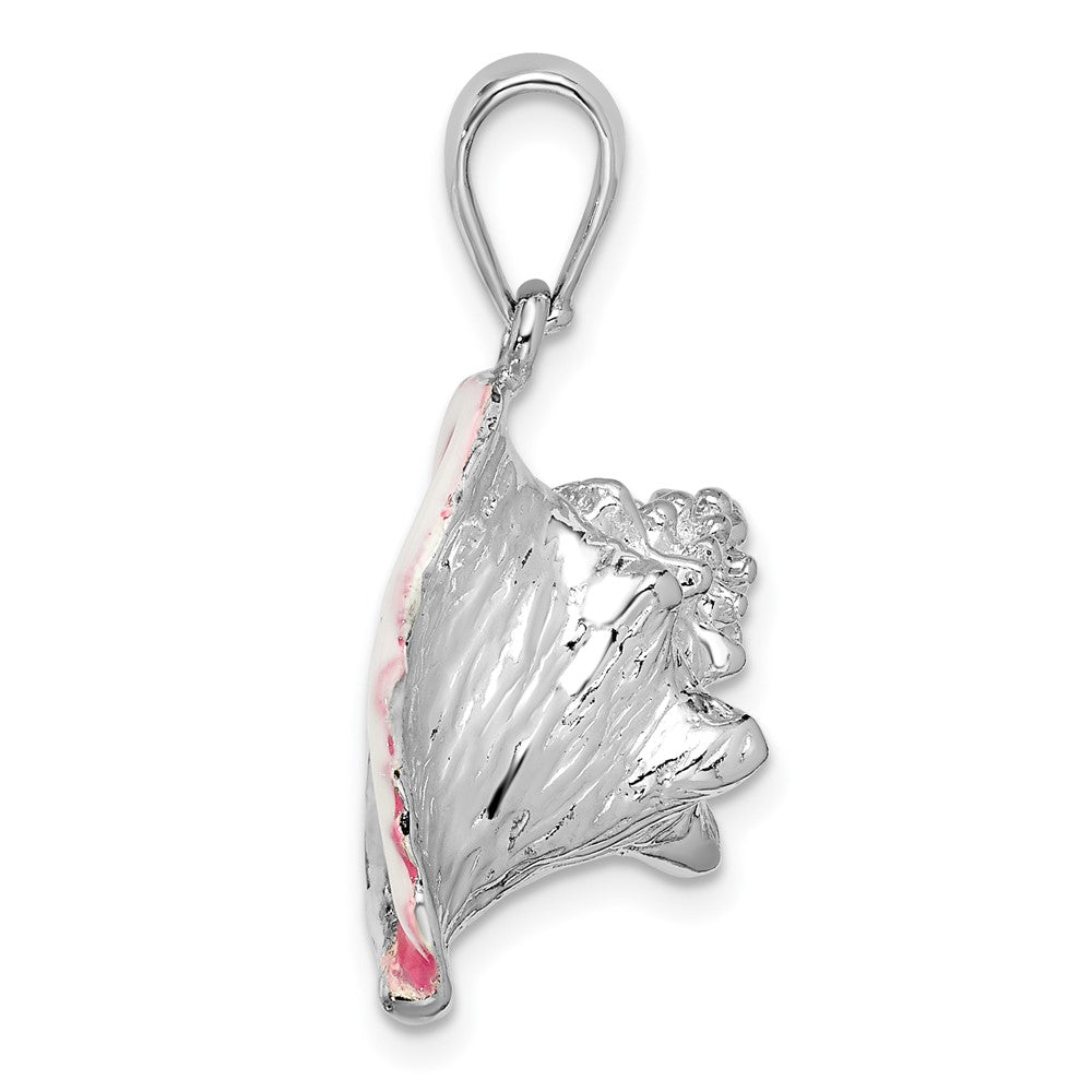 Sterling Silver Rhodium-plated Enameled Large Conch Shell Pendant