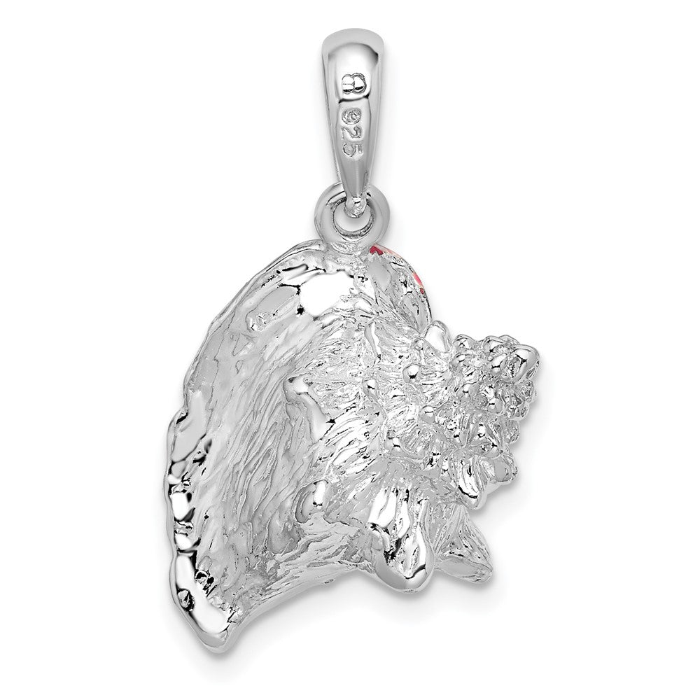 Sterling Silver Rhodium-plated Enameled Large Conch Shell Pendant