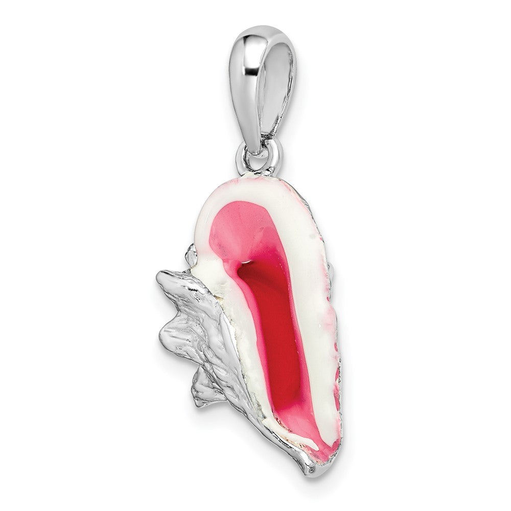 Sterling Silver Rhodium-plated Enameled Large Conch Shell Pendant