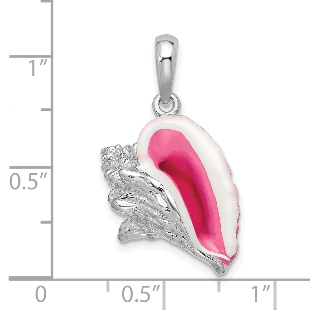 Sterling Silver Rhodium-plated Enameled Large Conch Shell Pendant