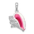Sterling Silver Rhodium-plated Enameled Large Conch Shell Pendant