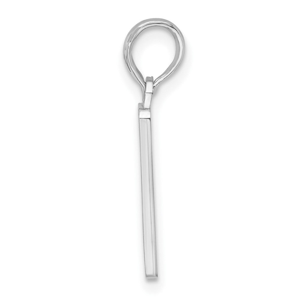 Sterling Silver Rhodium-plated Enameled Small Key West Mile 0 Pendant