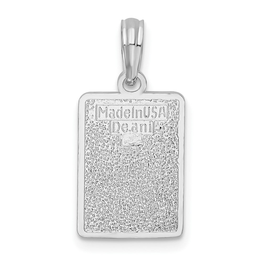 Sterling Silver Rhodium-plated Enameled Small Key West Mile 0 Pendant