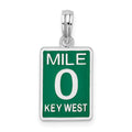 Sterling Silver Rhodium-plated Enameled Small Key West Mile 0 Pendant