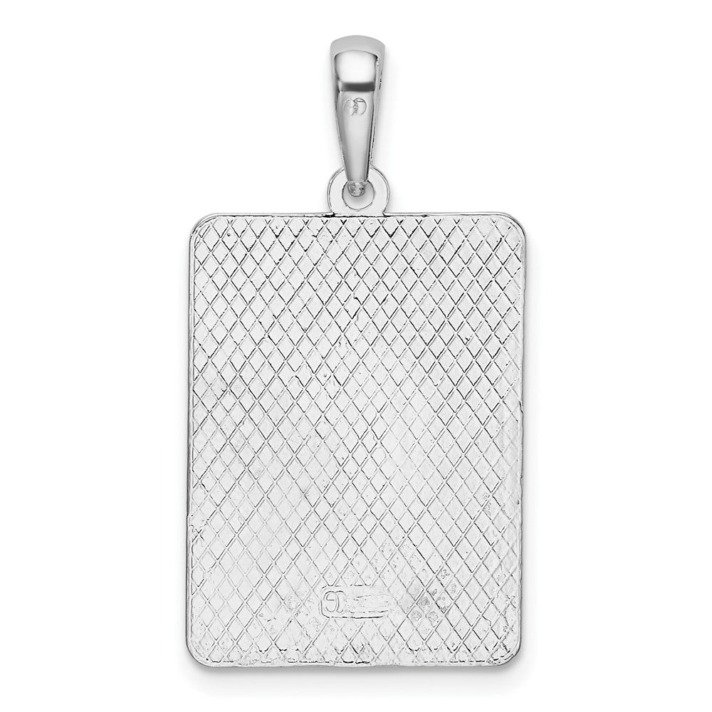 Sterling Silver Rhodium-plated Enameled Large Key West Mile 0 Pendant