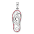 Sterling Silver Rhodium-plated Enameled LOVE Flip-flop Pendant