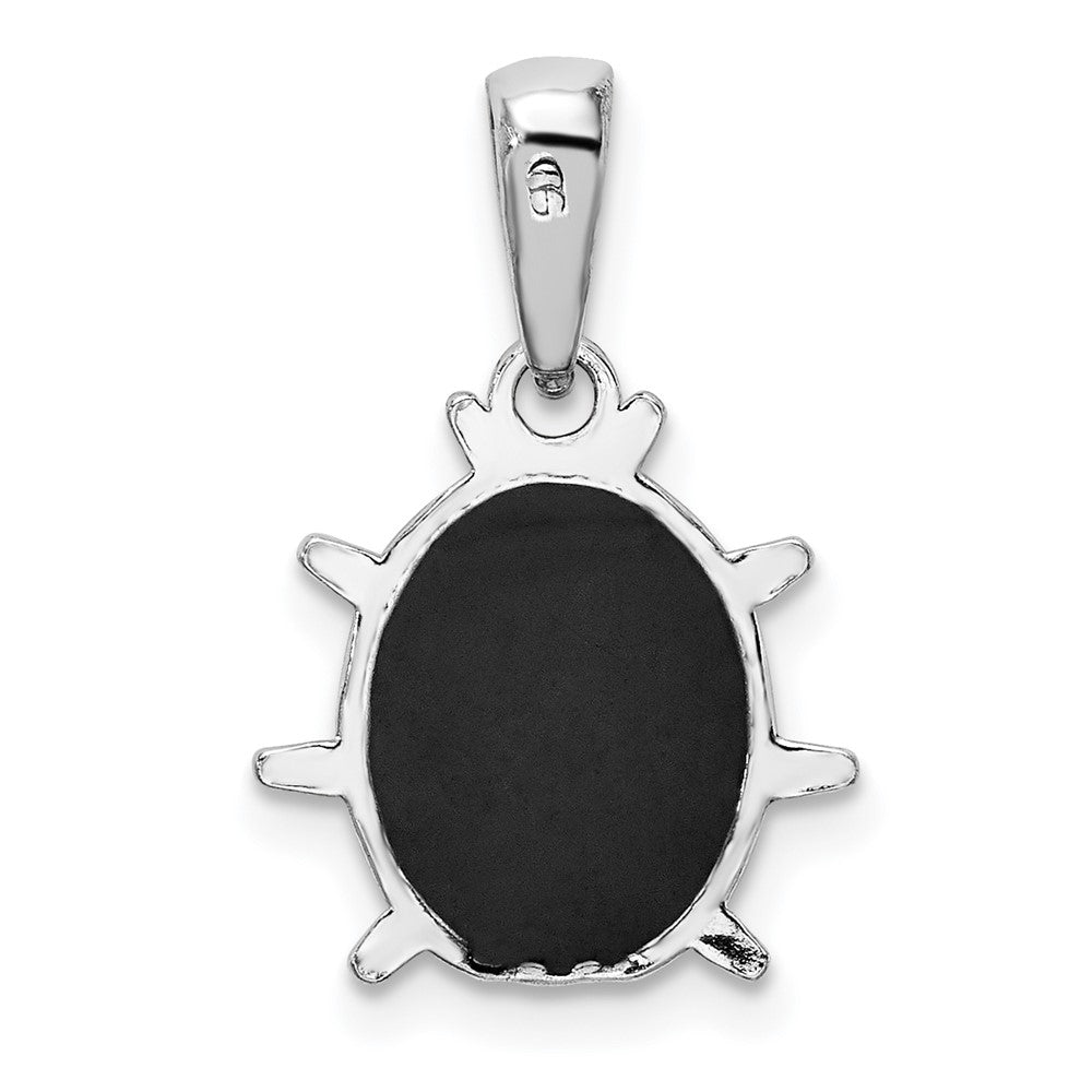 Sterling Silver Rhodium-plated Polished 3D Enameled Ladybug Pendant