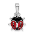 Sterling Silver Rhodium-plated Polished 3D Enameled Ladybug Pendant