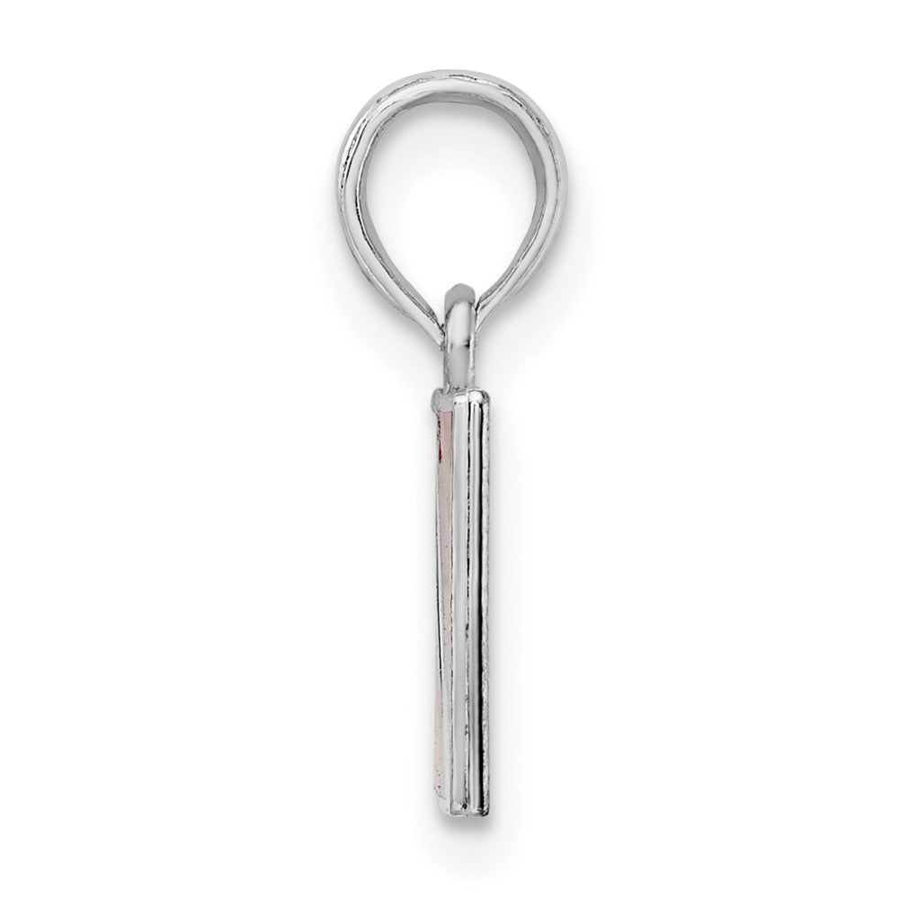 Sterling Silver Rhodium-plated Polished Enameled Dive Flag Pendant