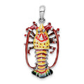 Sterling Silver Rhodium-plated Polished Enamel Florida Lobster Pendant