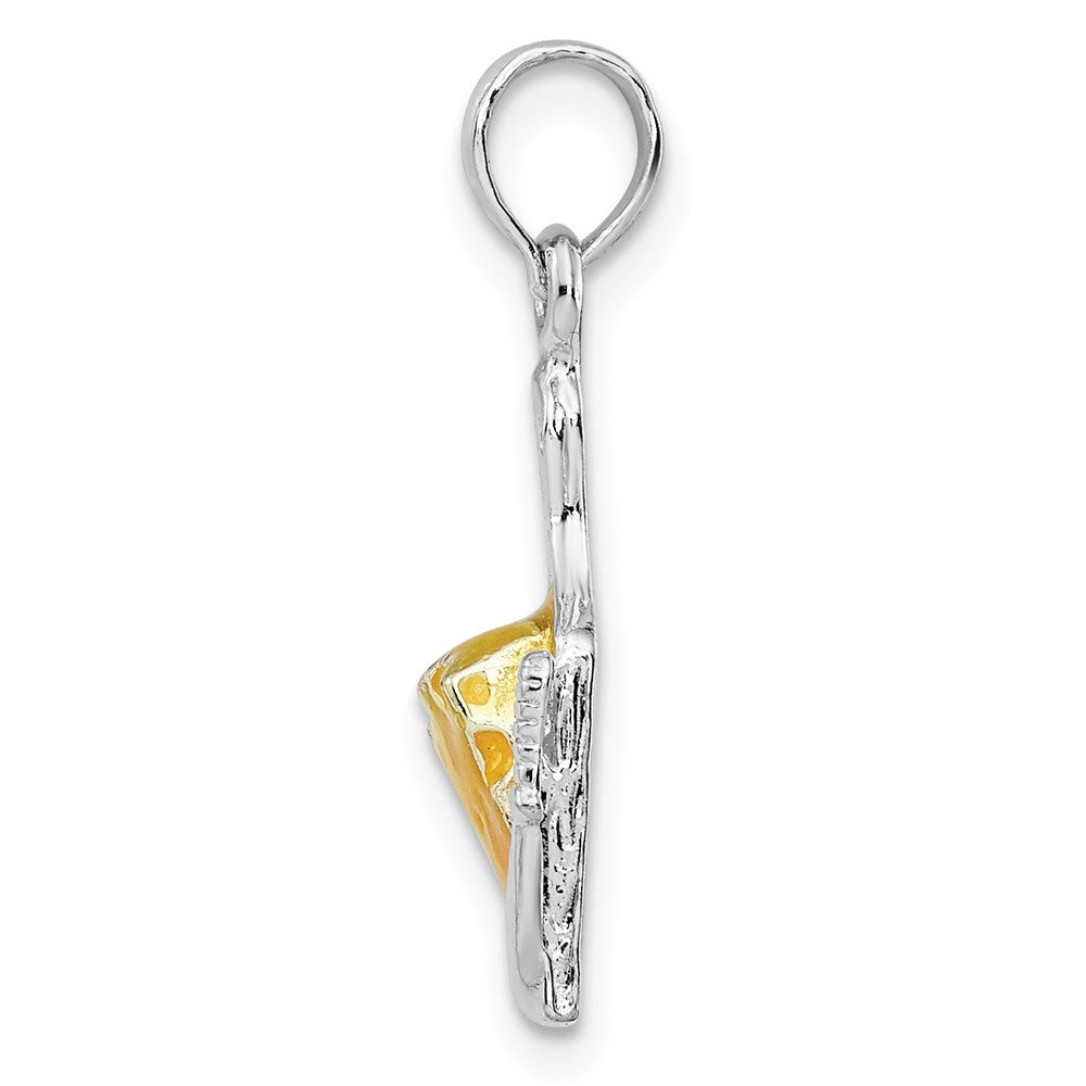 Sterling Silver Rhodium-plated Enameled Cheese Board w/Knife Pendant