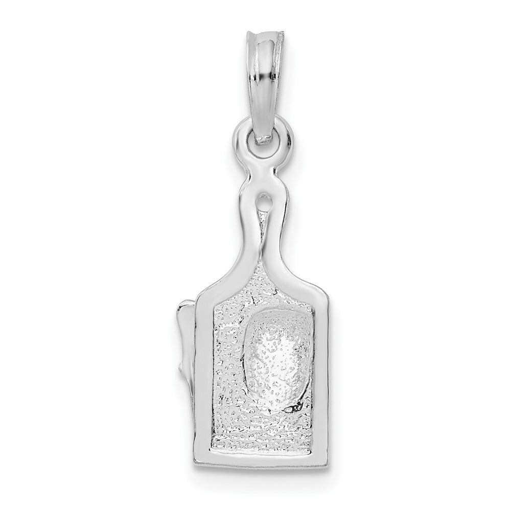 Sterling Silver Rhodium-plated Enameled Cheese Board w/Knife Pendant