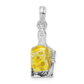Sterling Silver Rhodium-plated Enameled Cheese Board w/Knife Pendant