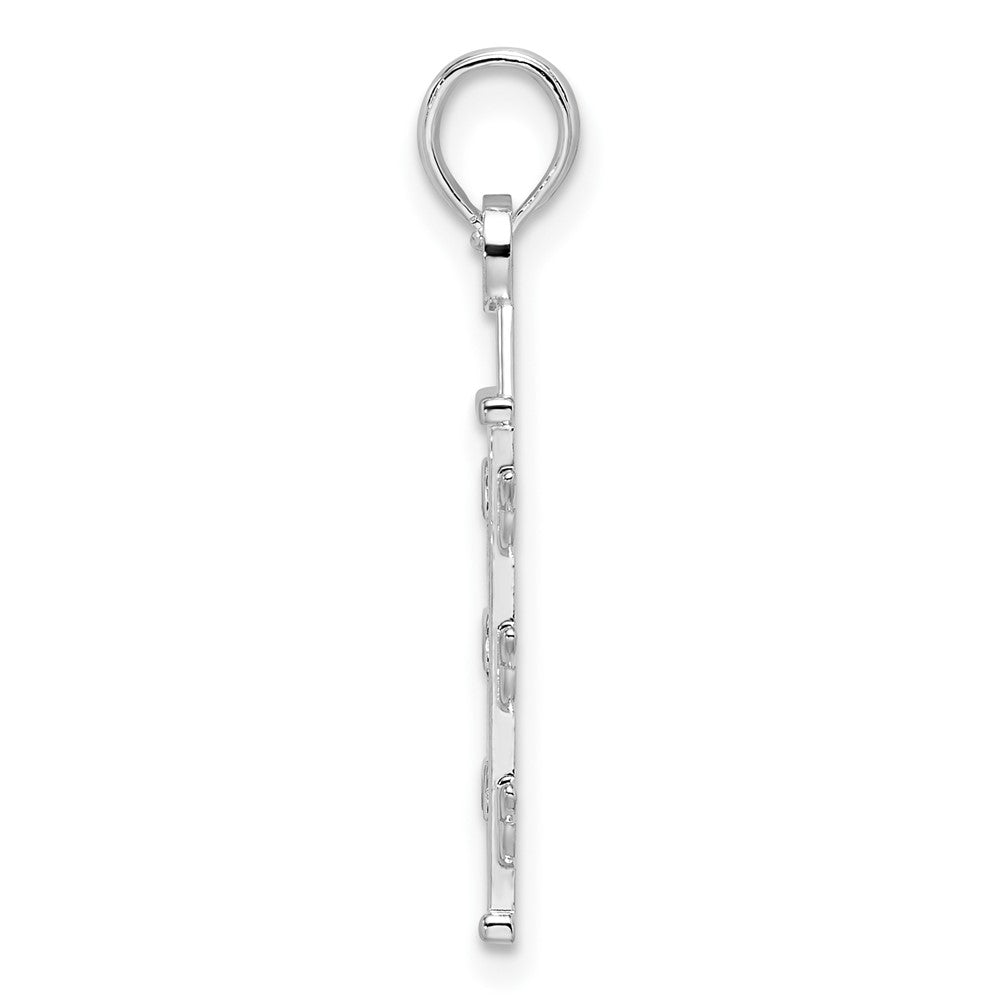 Sterling Silver Rhodium-plated Polished Enameled Traffic Light Pendant