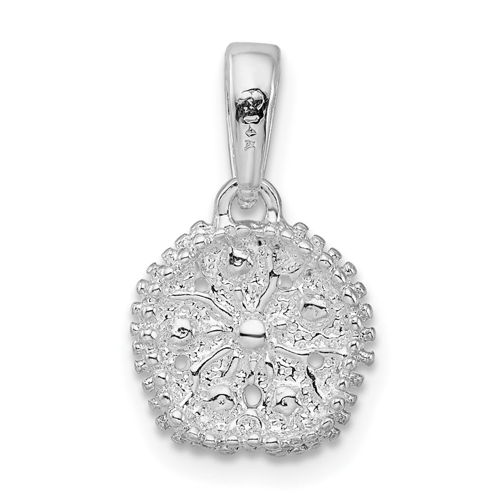 Sterling Silver Rhodium-plated Sand Dollar w/14k Starfish Pendant