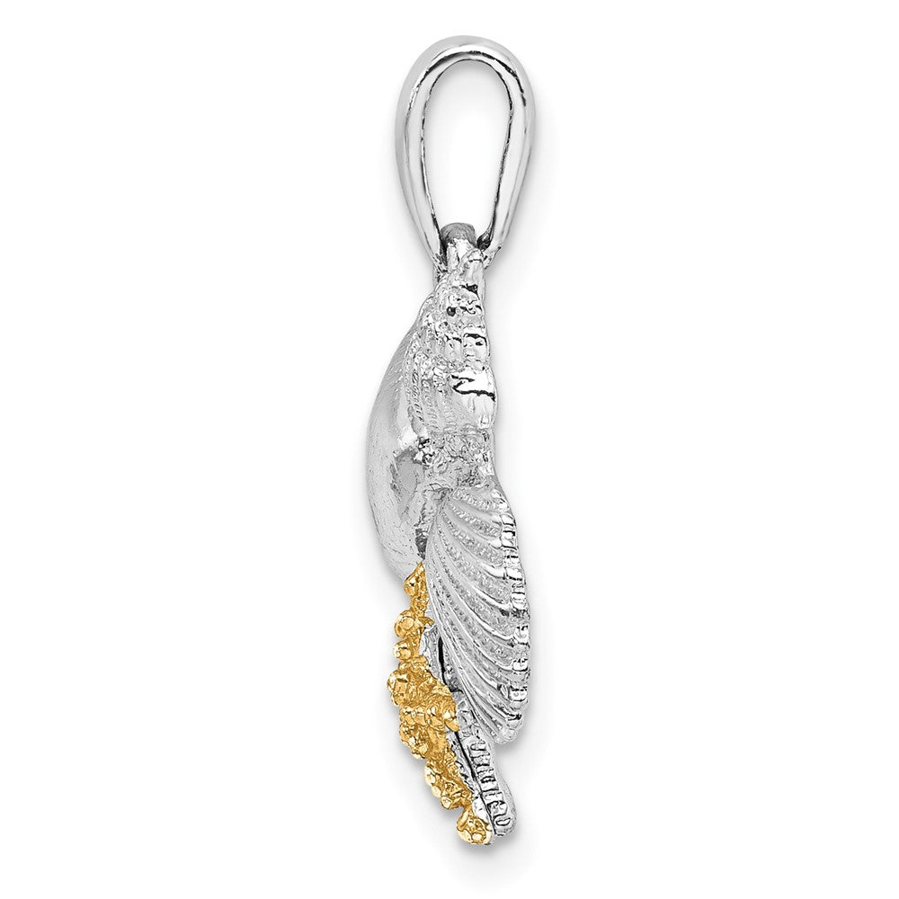 Sterling Silver Rhodium-plated Polished Shells w/14k Starfish Pendant