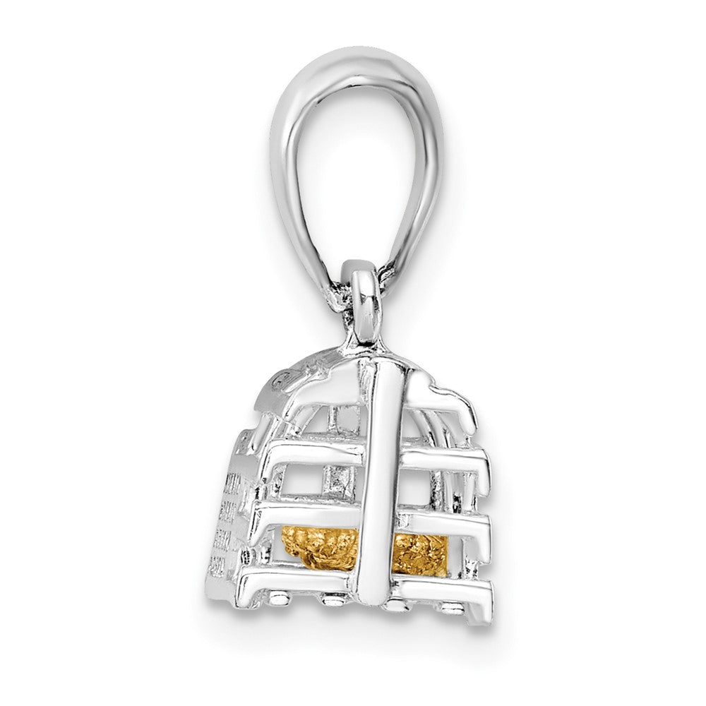 Sterling Silver Rhodium-plated Moveable 3D Trap w/14k Lobster Pendant