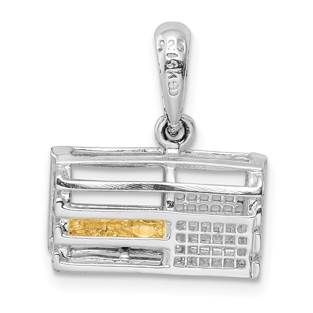 Sterling Silver Rhodium-plated Moveable 3D Trap w/14k Lobster Pendant