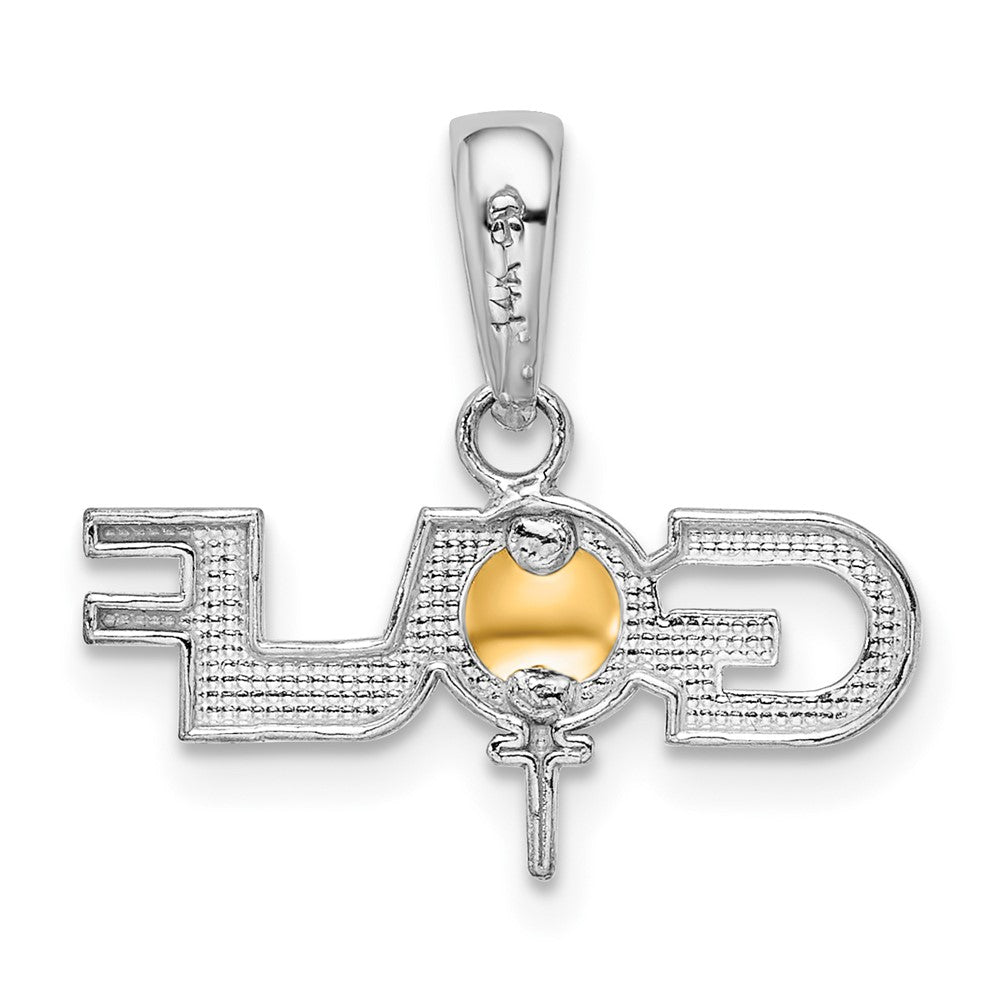 Sterling Silver Rhodium-plated Polished GOLF Tee w/14k Ball Pendant