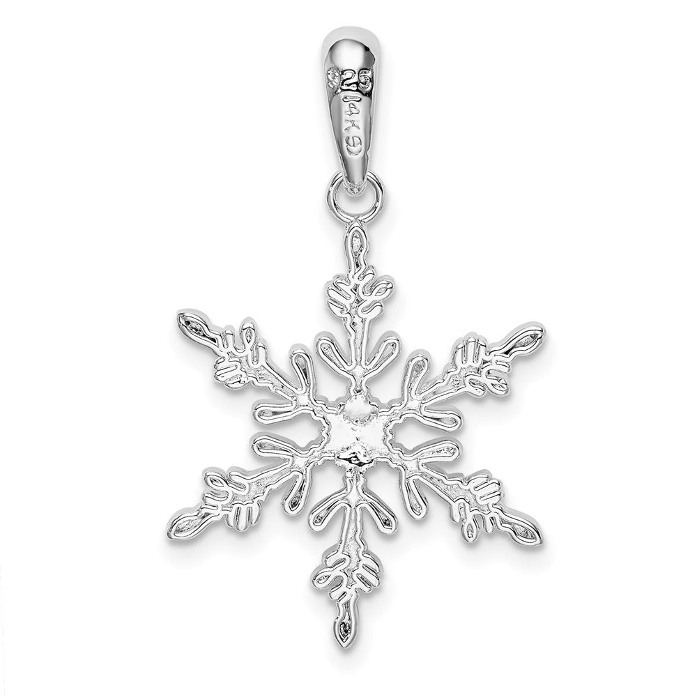 Sterling Silver Rhodium-plated Lacey Snowflake w/14k Center Pendant