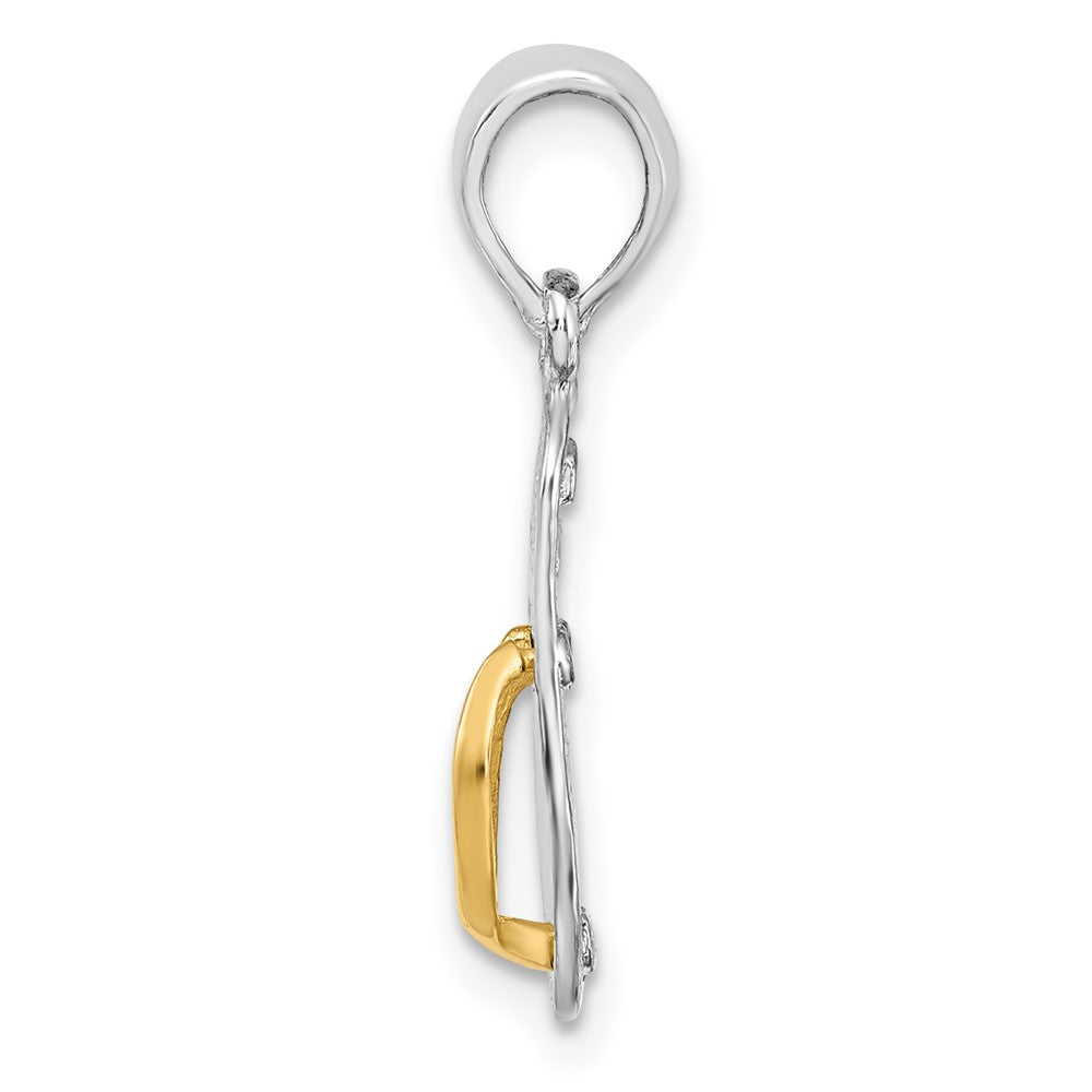 Sterling Silver Rhod-plated Textured 3D Flip-flop w/14 Straps Pendant