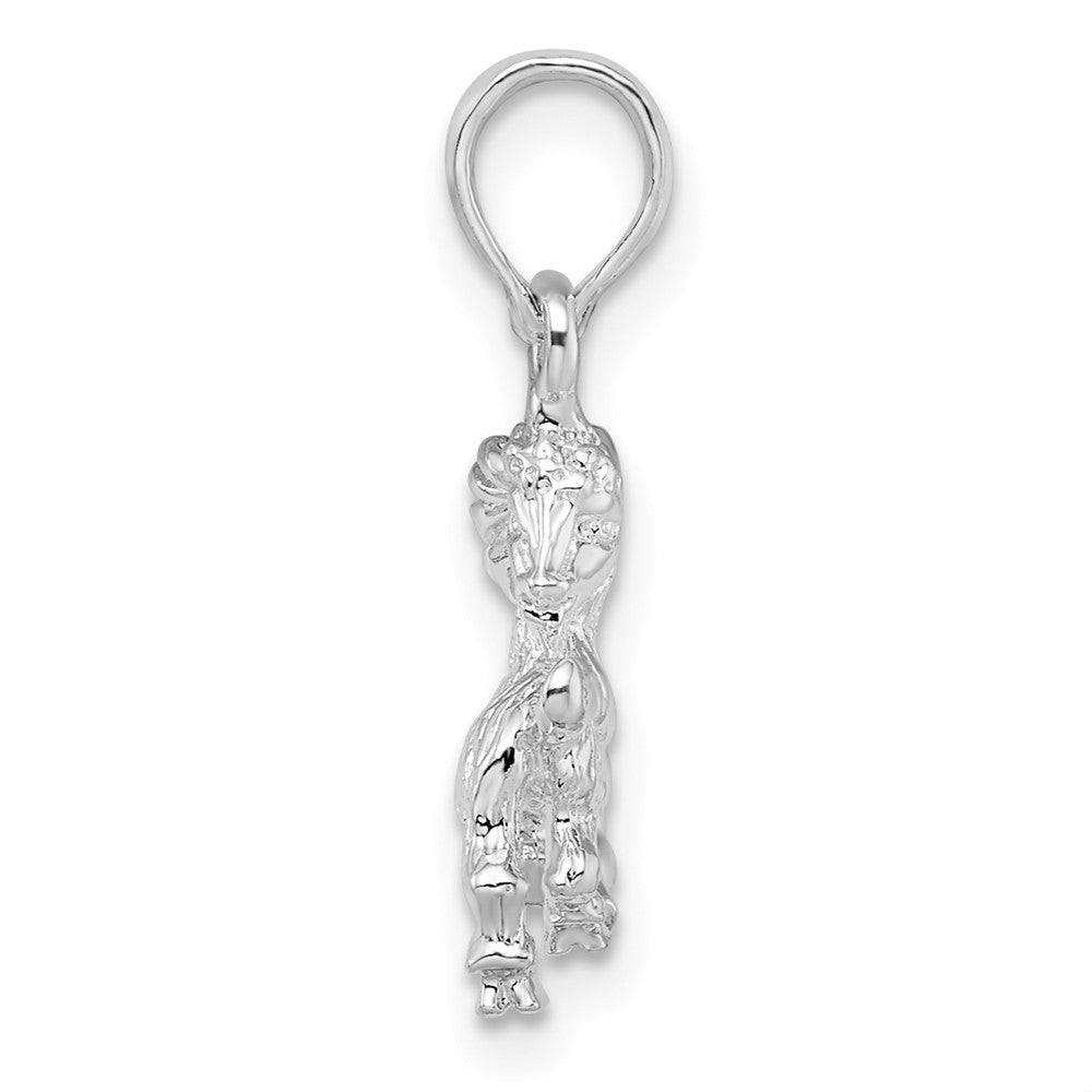 Sterling Silver Rhodium-plated Polished 3D Capricorn Zodiac Pendant