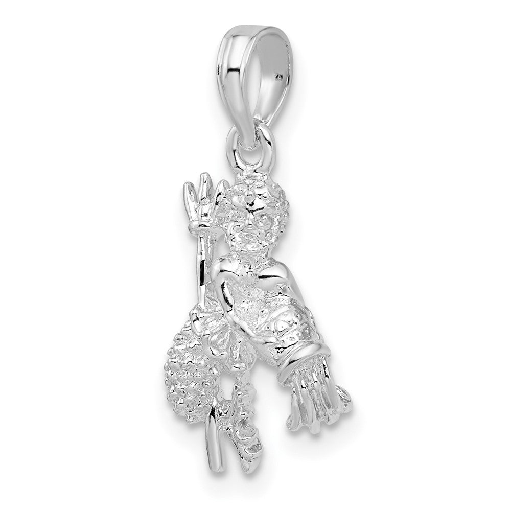Sterling Silver Rhodium-plated Polished 3D Aquarius Zodiac Pendant
