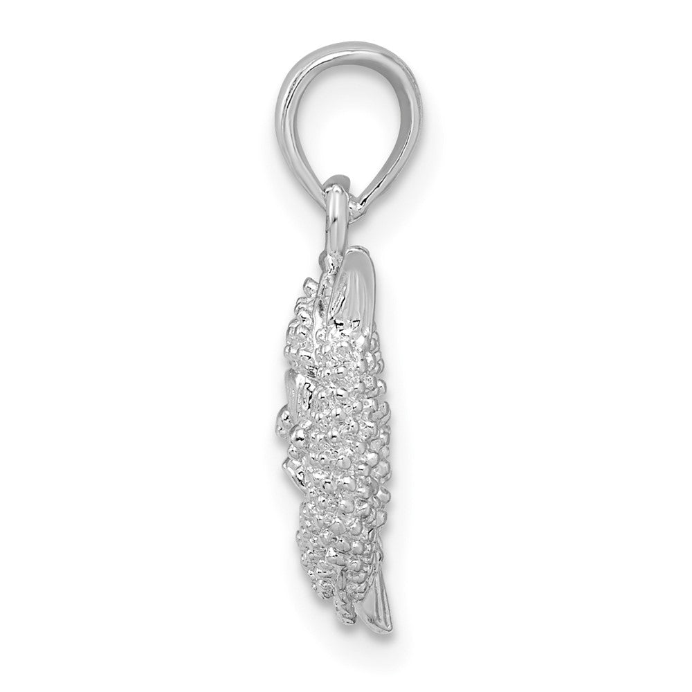 Sterling Silver Rhodium-plated Polished 3D Pisces Zodiac Pendant