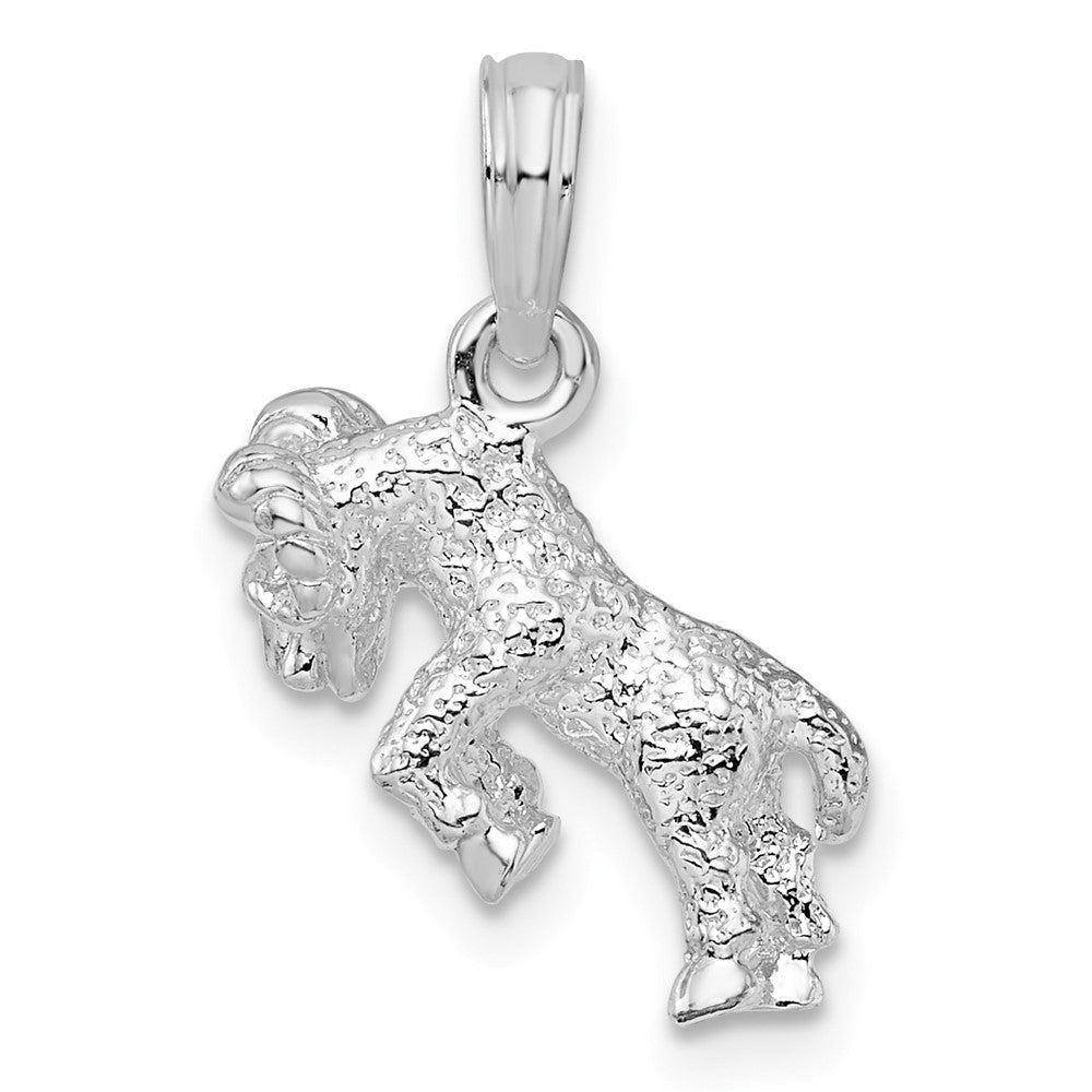 Sterling Silver Rhodium-plated Polished 3D Aries Zodiac Pendant