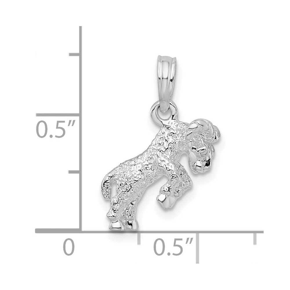 Sterling Silver Rhodium-plated Polished 3D Aries Zodiac Pendant