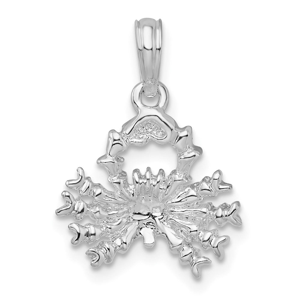 Sterling Silver Rhodium-plated Polished 3D Cancer Zodiac Pendant