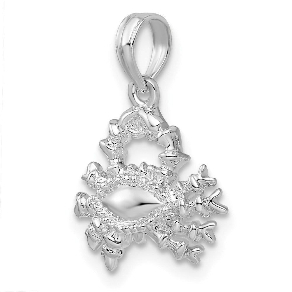 Sterling Silver Rhodium-plated Polished 3D Cancer Zodiac Pendant